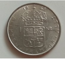 Швеция 1 крона 1968 серебро