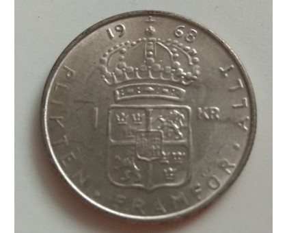 Швеция 1 крона 1968 серебро