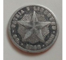 Куба 20 центаво 1948 серебро