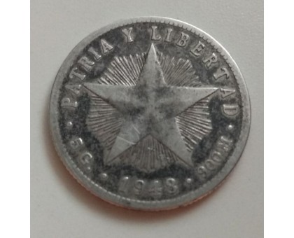 Куба 20 центаво 1948 серебро