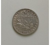Франция 50 сантимов 1917 серебро