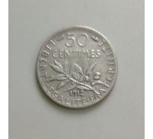 Франция 50 сантимов 1912 серебро