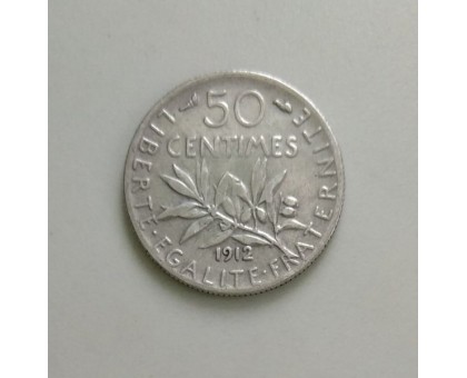 Франция 50 сантимов 1912 серебро
