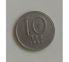 Швеция 10 эре 1949 серебро