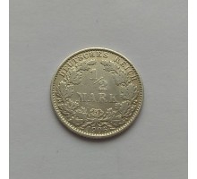 Германия 1/2 марки 1906 Е серебро