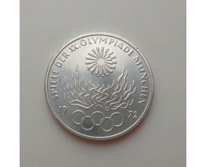 Германия 10 марок 1972. XX летние Олимпийские Игры, Мюнхен 1972 - Факел серебро