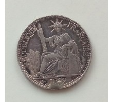 Индокитай 10 сантимов 1899 серебро