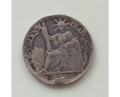 Индокитай 10 сантимов 1899 серебро