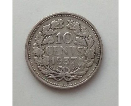 Нидерланды 10 центов 1937. Серебро