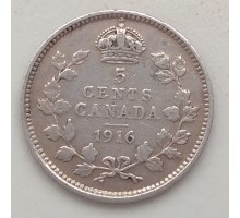 Канада 5 центов 1916 серебро