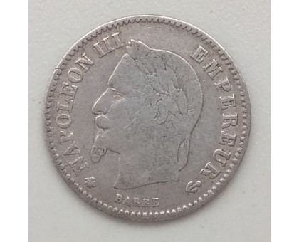 Франция 20 сантимов 1867 А серебро