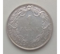 Бельгия 1 франк 1911 серебро