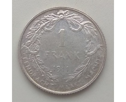 Бельгия 1 франк 1911 серебро