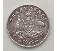 Австралия 3 пенса 1922 серебро