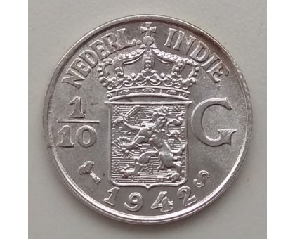 Нидерландская Восточная Индия 1/10 гульдена 1942 серебро