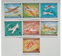 Монголия 1980. Спортивные Самолеты. Набор 7 шт (391)