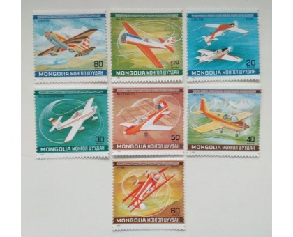 Монголия 1980. Спортивные Самолеты. Набор 7 шт (391)