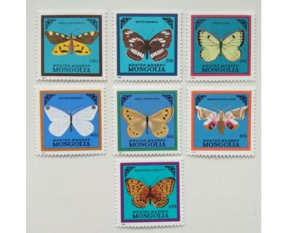 Монголия 1986. Бабочки. Набор 7 шт (406)