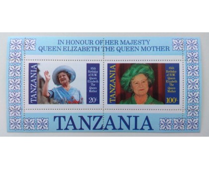 Танзания блок 1985. 85 лет королеве Елизвете II (Б084)
