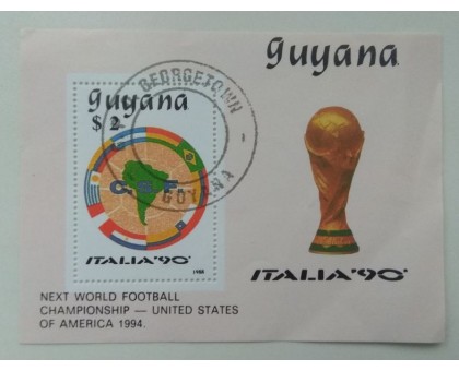 Гайана блок 1988. Чемпионат мира по футболу в Италии 1990 (Б158)